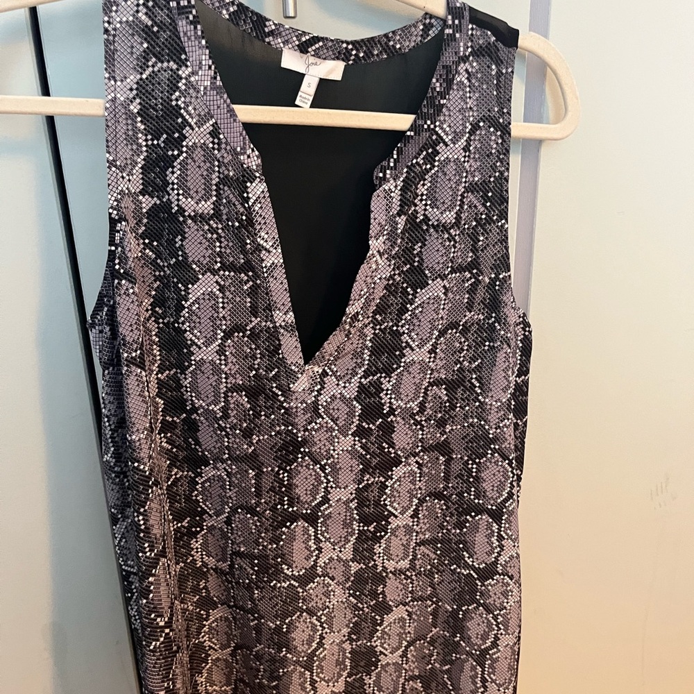 Joie Silk tank with geometric print front and sheer black back